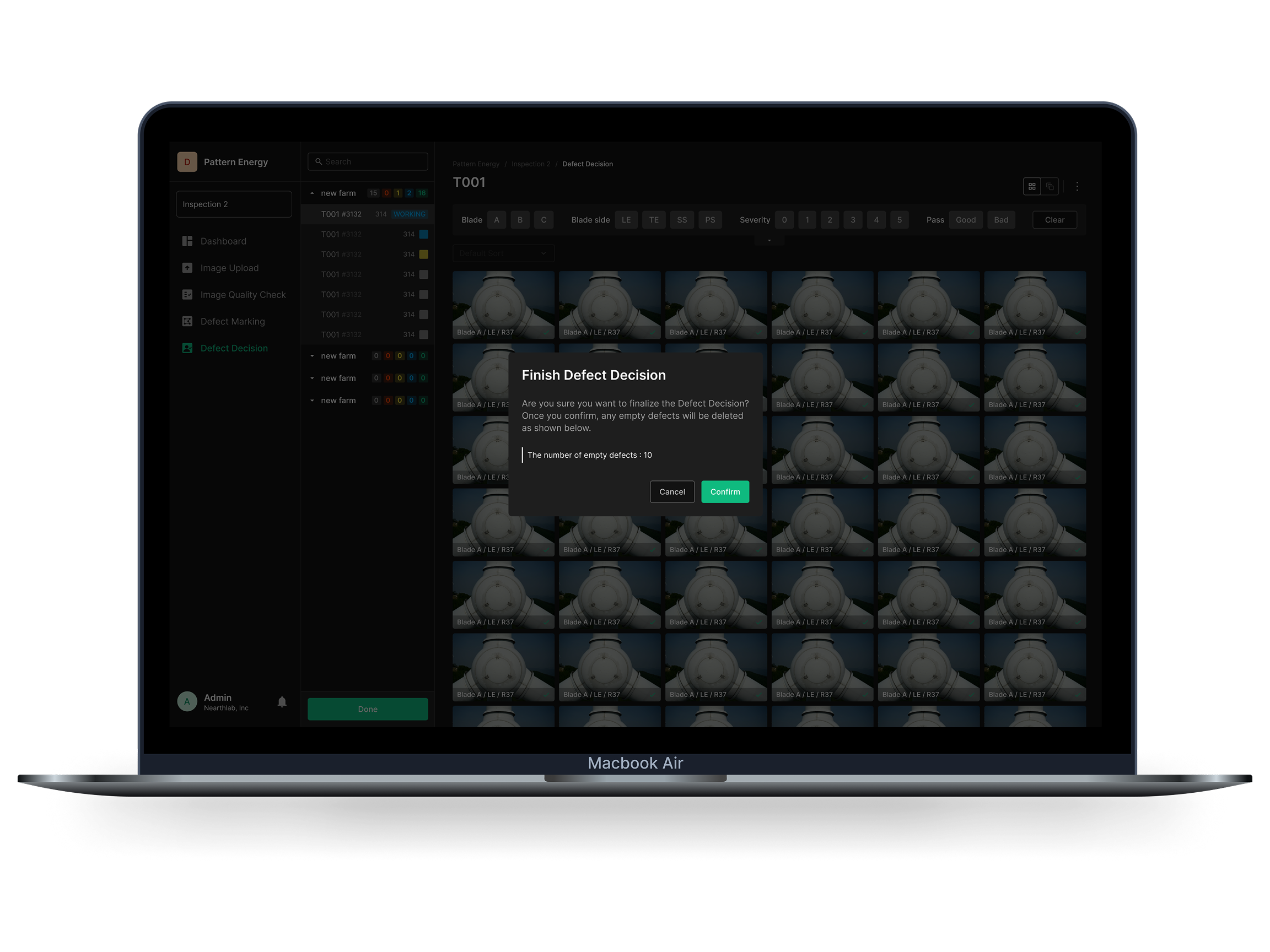 Defect Decision main view