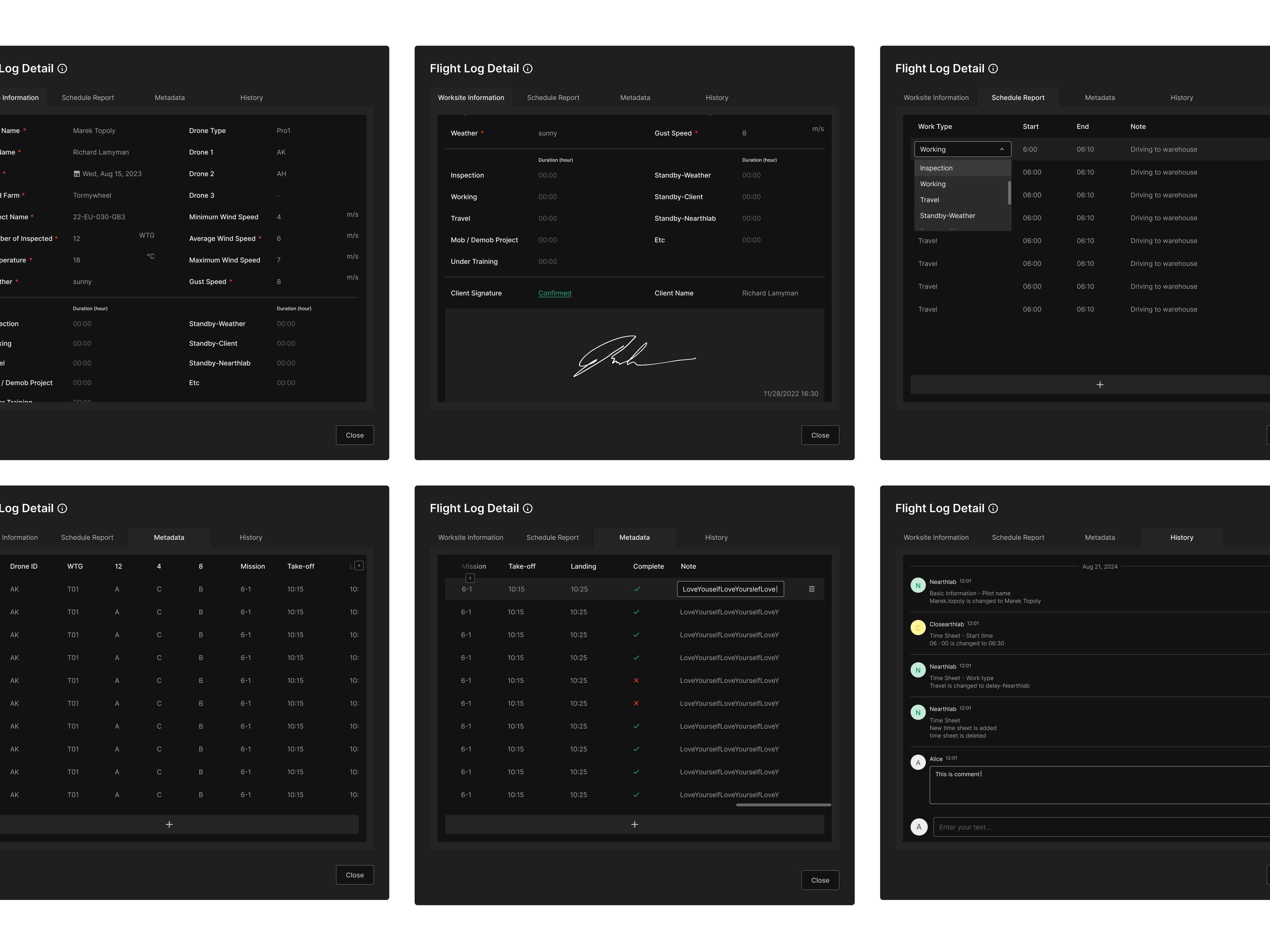 Flight Log main view