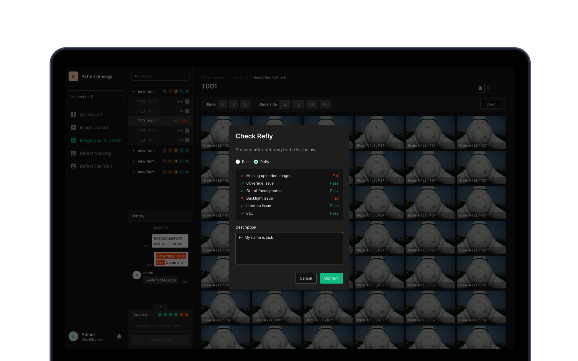Quality Check review panel