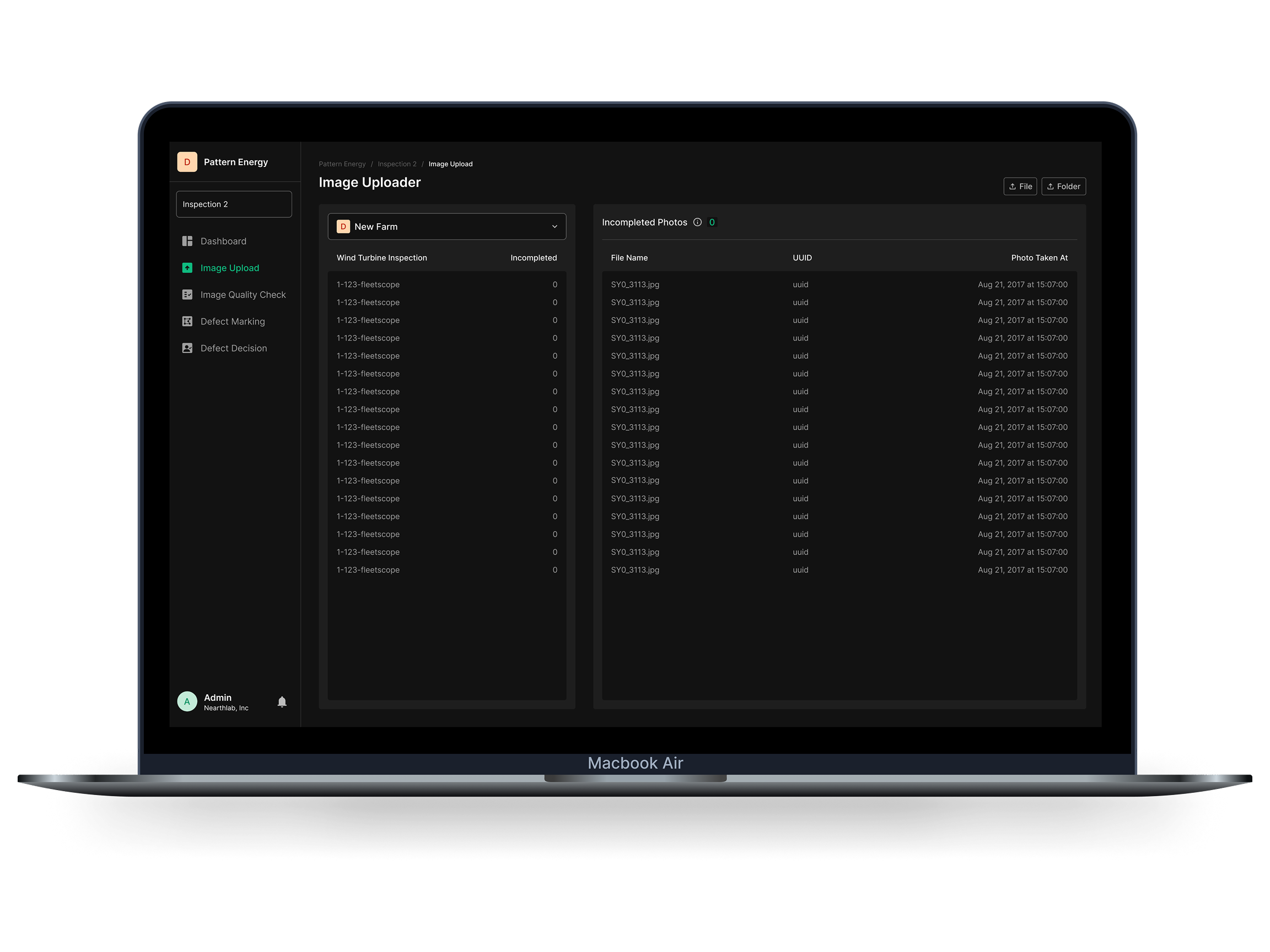 Image Upload main interface